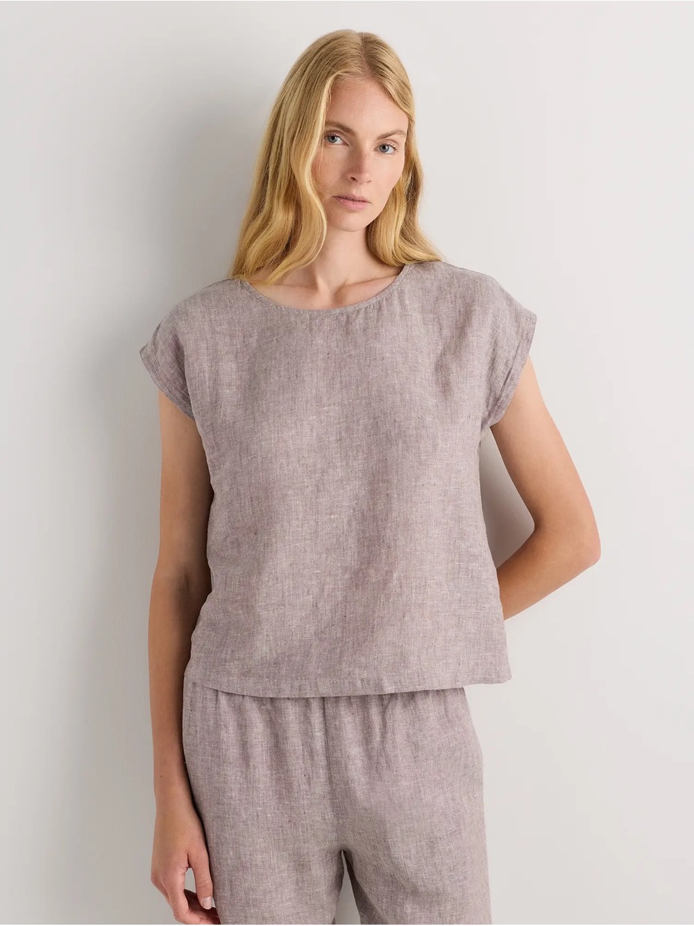 Quince 100% European Linen Pajama Top Flex Neutral Lounge Minimalist Sleepwear